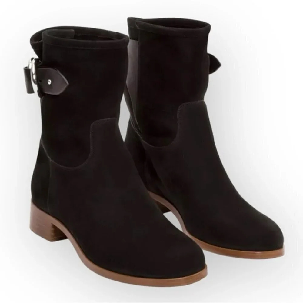 Frye Ricki Ring Fold Black Soft Leather Bootie 6.5